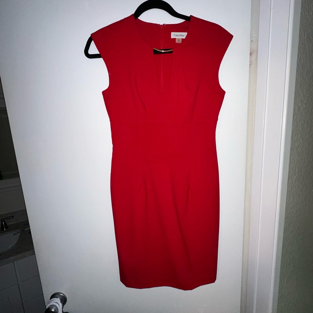Red Calvin Klein dress